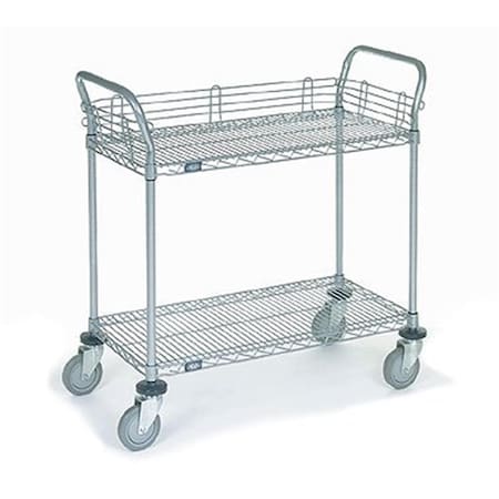 Nexel 21 x 42 x 2 in. Shelf Utility Cart-Pneumatic Caster- Chrome 2142N2C